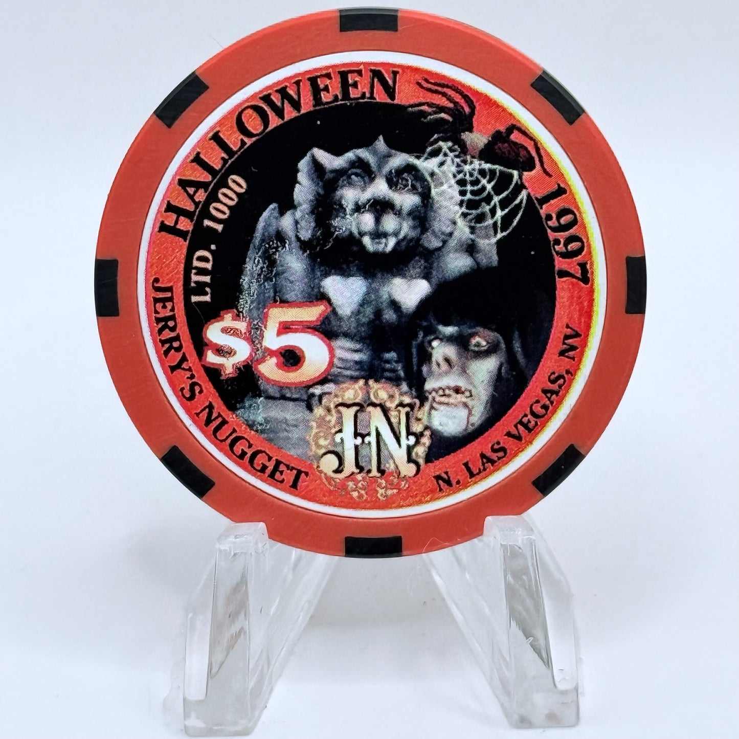Jerry's Nugget N. Las Vegas Nevada 1997 'Halloween' LE $5 Casino Chip V1212