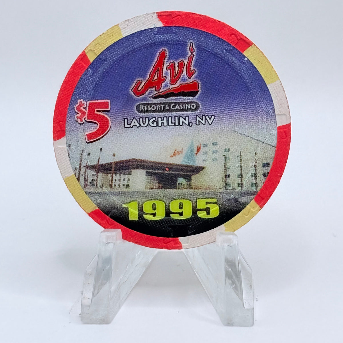 Avi Casino Laughlin Nevada 2005 '10th Anniversary' LE $5 Casino Chip E4461