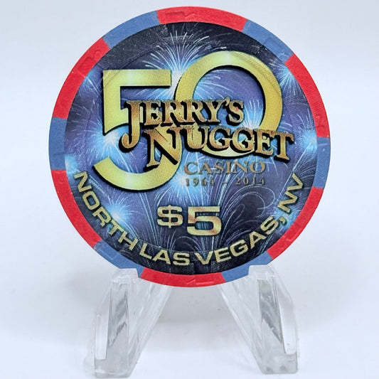 Jerry's Nugget N. Las Vegas Nevada 2014 '50th Anniversary' LE $5 Casino Chip D1544