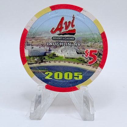 Avi Casino Laughlin Nevada 2005 '10th Anniversary' LE $5 Casino Chip E4461