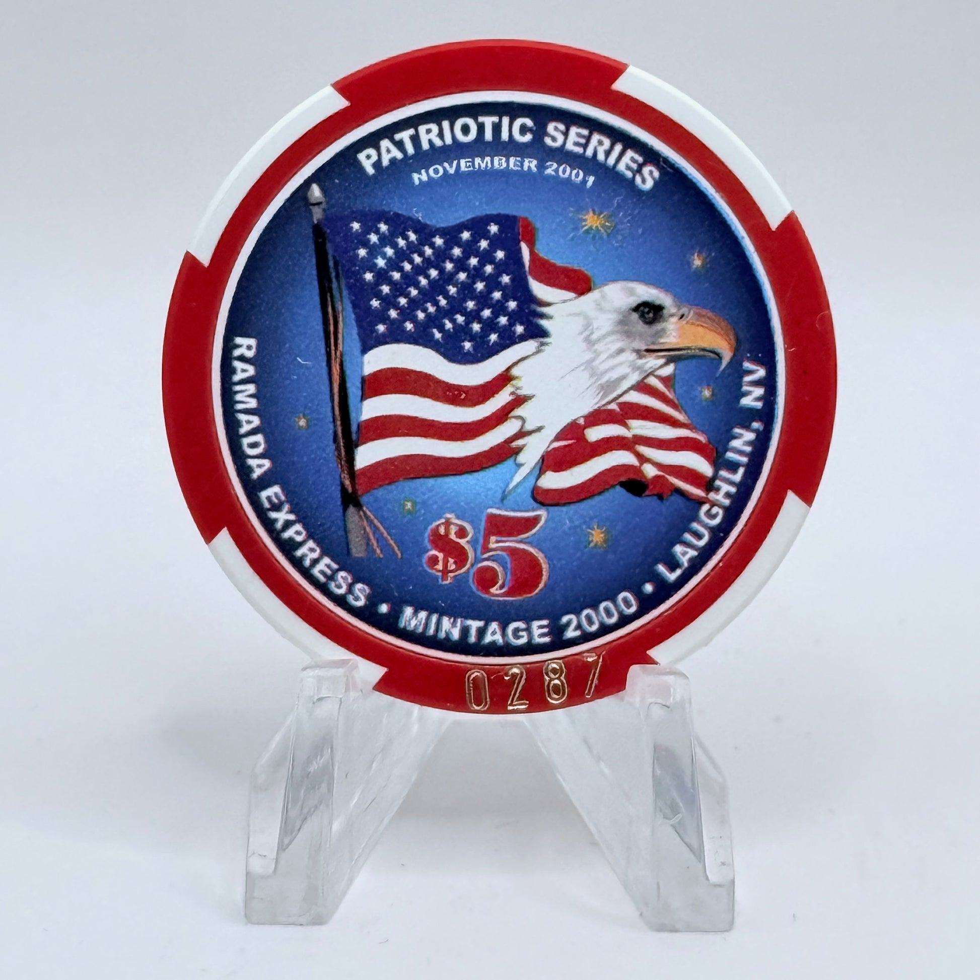 Ramada Express Laughlin Nevada 2001 'Support Out Troops' LE $5 Casino Chip E2203