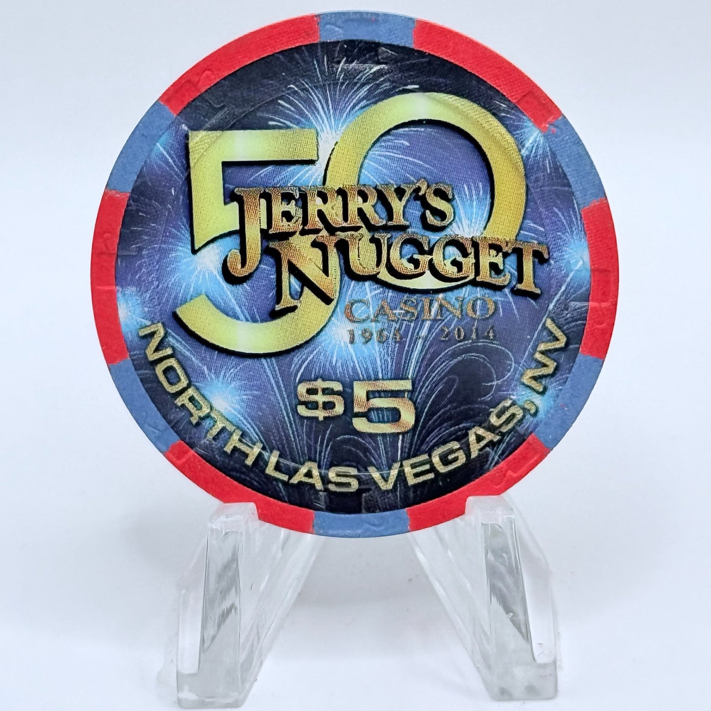 Jerry's Nugget N. Las Vegas Nevada 2014 '50th Anniversary' LE $5 Casino Chip D1544