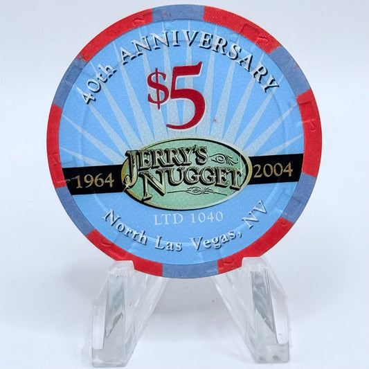 Jerry's Nugget N. Las Vegas Nevada 2004 '40th Anniversary' LE $5 Casino Chip E3732