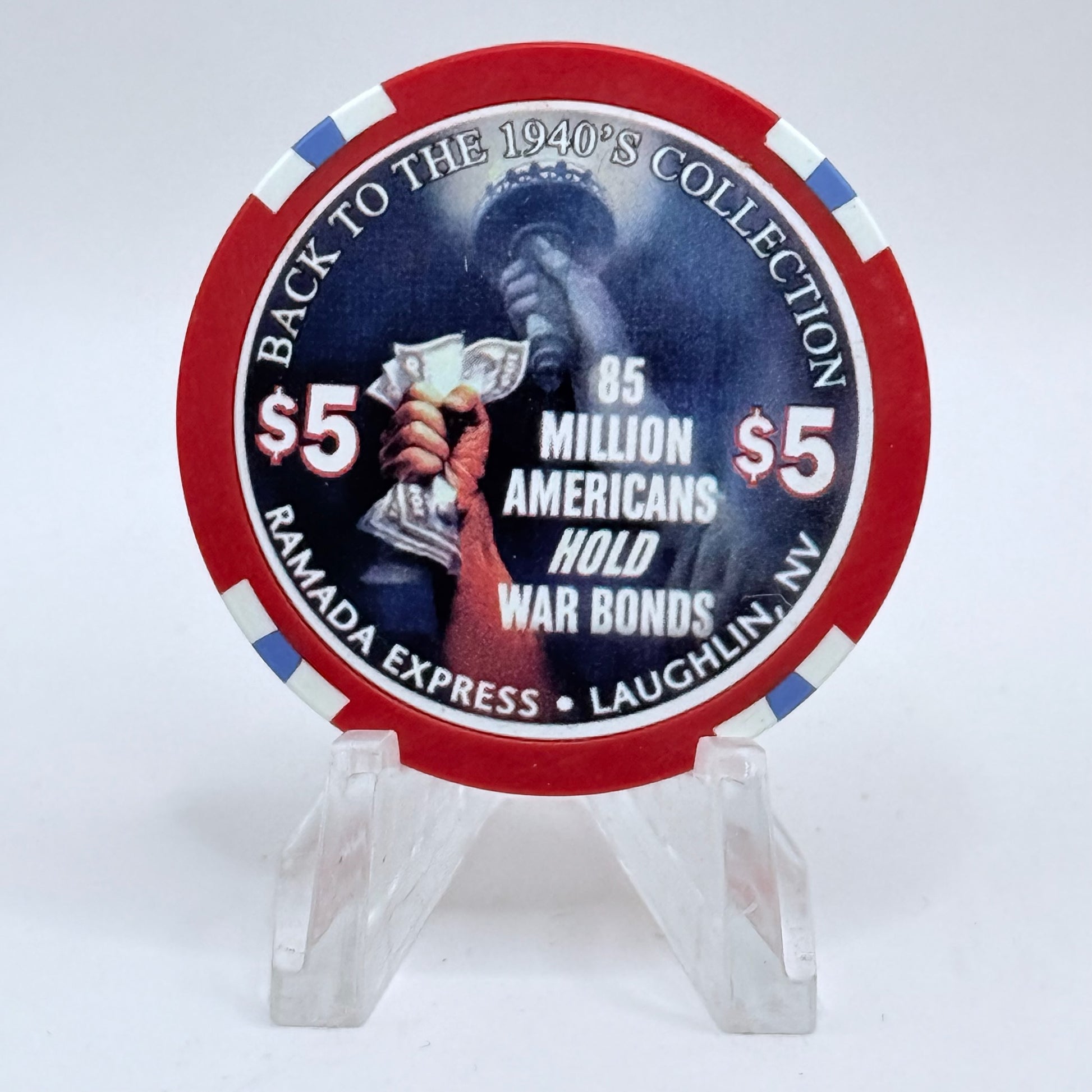 Ramada Express Laughlin Nevada 1998 'Back To The's 1940's Collection - War Bonds' LE $5 Casino Chip V1365