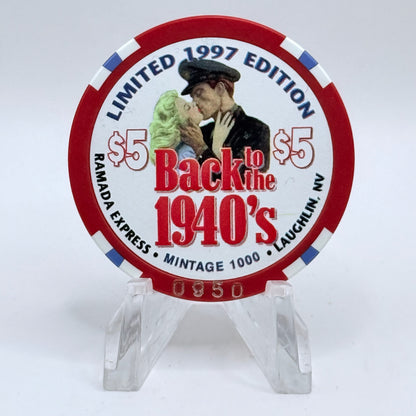 Ramada Express Laughlin Nevada 1998 'Back To The's 1940's Collection - War Bonds' LE $5 Casino Chip V1365