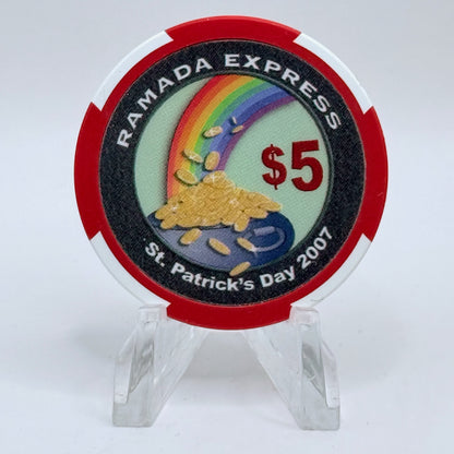 Ramada Express Laughlin Nevada 2007 'St. Patrick's Day' LE $5 Casino Chip E8494