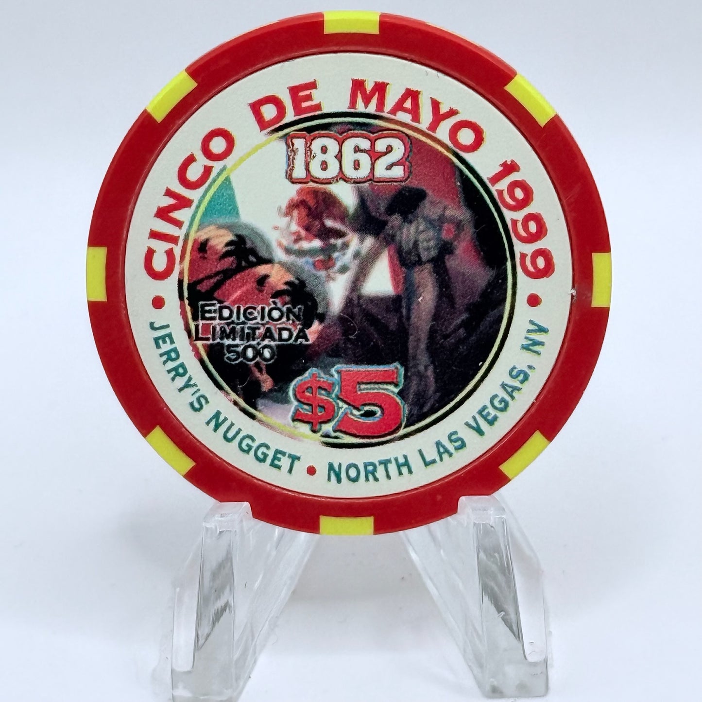 Jerry's Nugget N. Las Vegas Nevada 1999 'Cinco De Mayo' LE $5 Casino Chip V5123