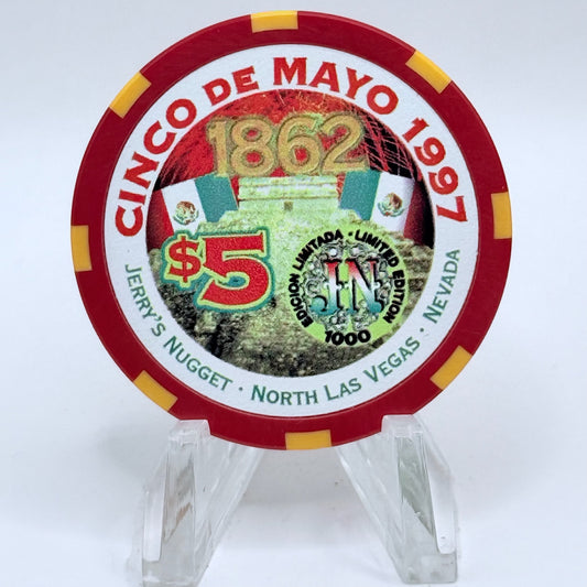 Jerry's Nugget N. Las Vegas Nevada 1997 'Cinco De Mayo' LE $5 Casino Chip V1210