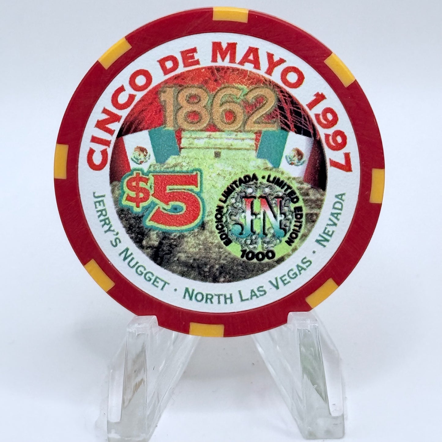 Jerry's Nugget N. Las Vegas Nevada 1997 'Cinco De Mayo' LE $5 Casino Chip V1210