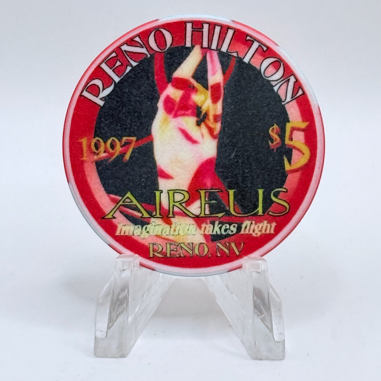 Hilton Resort Reno Nevada 1997 'Aireus' Series 2 LE $5 Casino Chip N9936