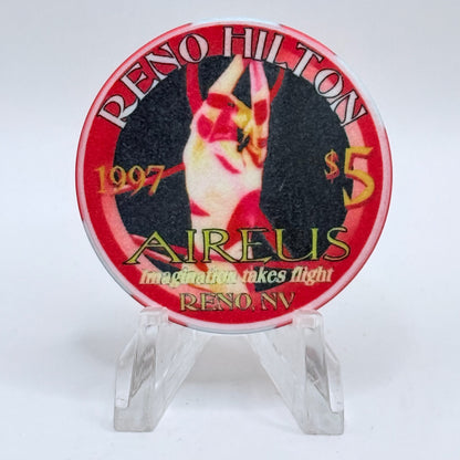 Hilton Resort Reno Nevada 1997 'Aireus' Series 2 LE $5 Casino Chip N9936