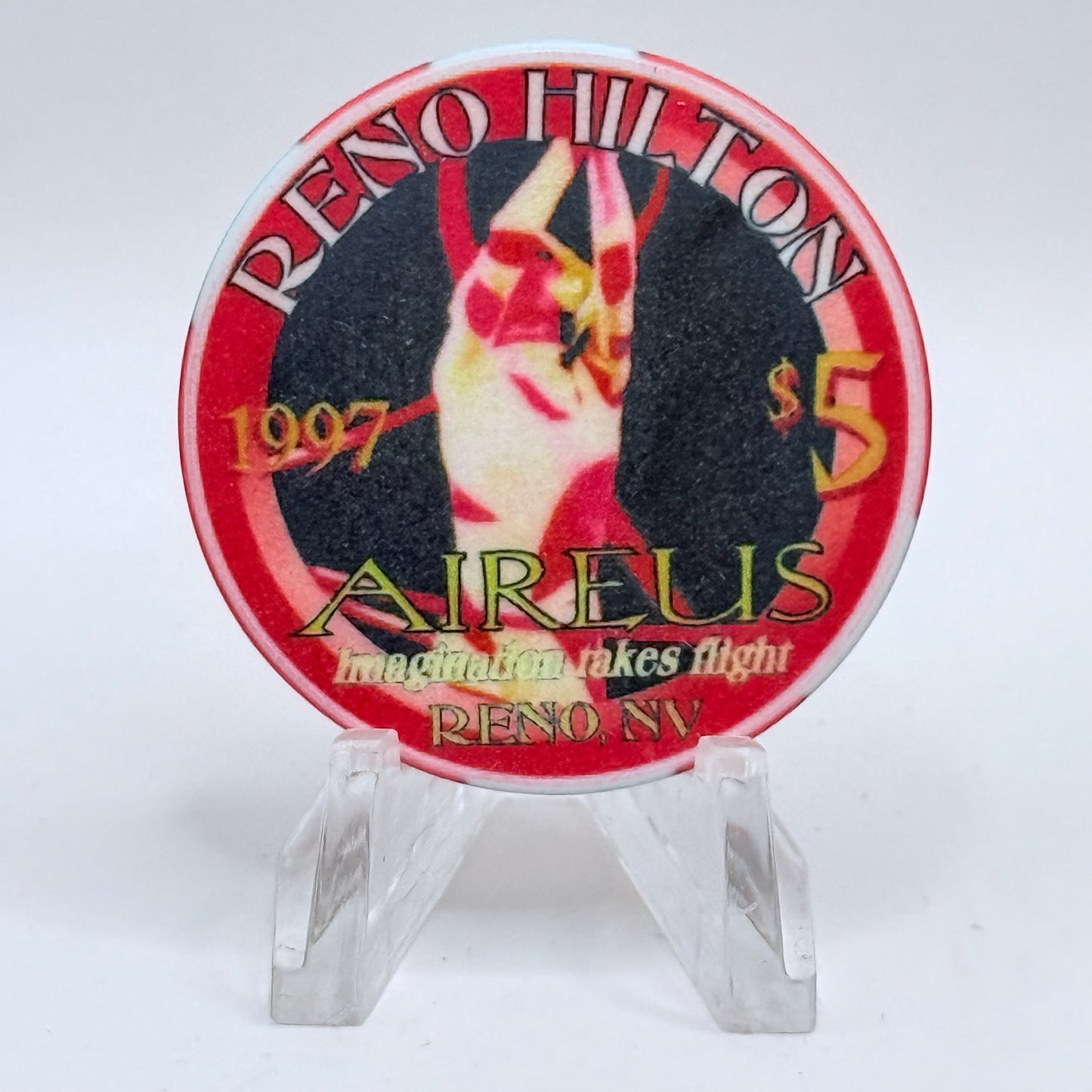Hilton Resort Reno Nevada 1997 'Aireus' Series 2 LE $5 Casino Chip N9936