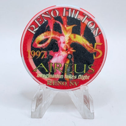 Hilton Resort Reno Nevada 1997 'Aireus' Series 2 LE $5 Casino Chip N9934