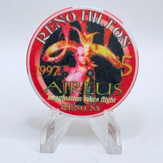 Hilton Resort Reno Nevada 1997 'Aireus' Series 2 LE $5 Casino Chip N9934