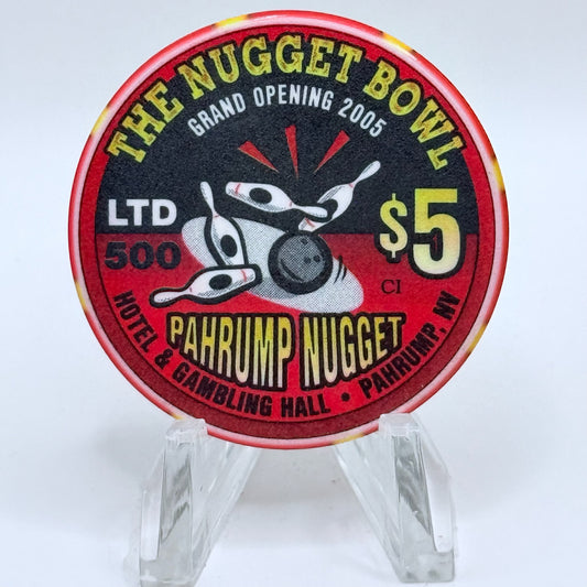 Pahrump Nugget Hotel & Gambling Hall Pahrump Nevada 2005 'The Nugget Bowl, Grand Opening' LE $5 Casino Chip E4357