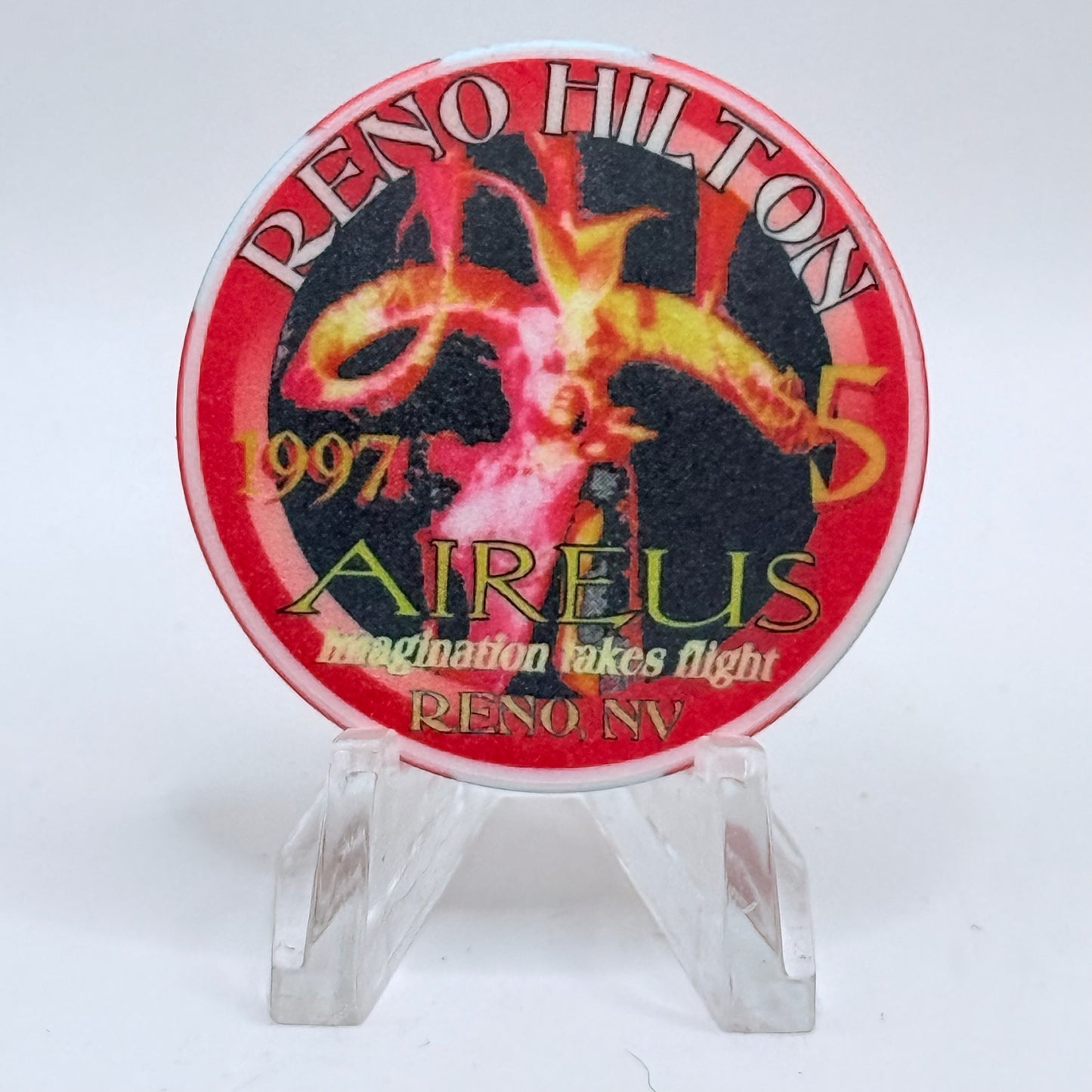 Hilton Resort Reno Nevada 1997 'Aireus' Series 2 LE $5 Casino Chip N9934