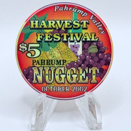 Pahrump Nugget Hotel & Gambling Hall Pahrump Nevada 2002 'Harvest Festival' LE $5 Casino Chip E1676