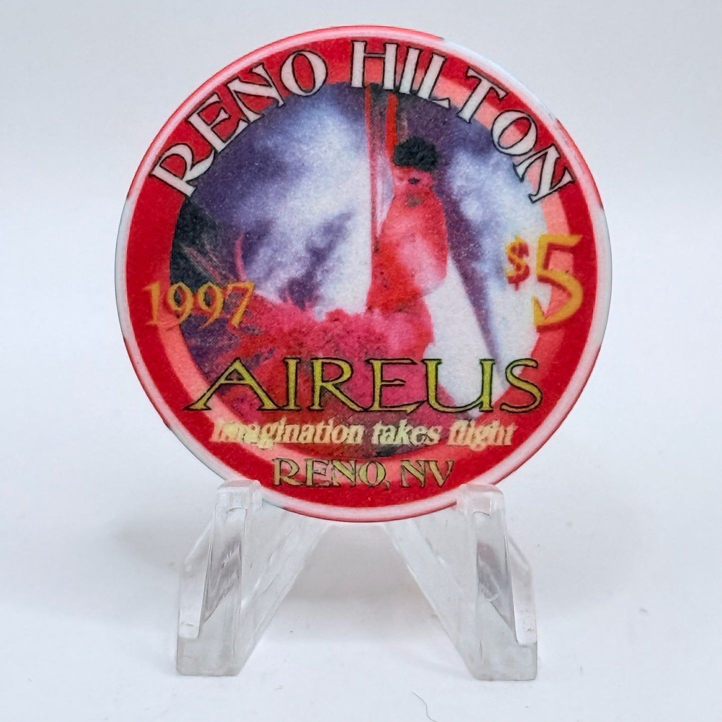 Hilton Resort Reno Nevada 1997 'Aireus' Series 2 LE $5 Casino Chip N9937