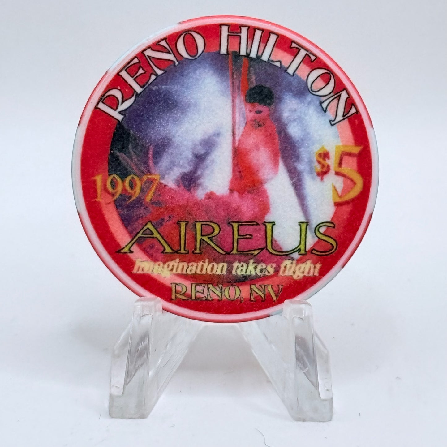 Hilton Resort Reno Nevada 1997 'Aireus' Series 2 LE $5 Casino Chip N9937