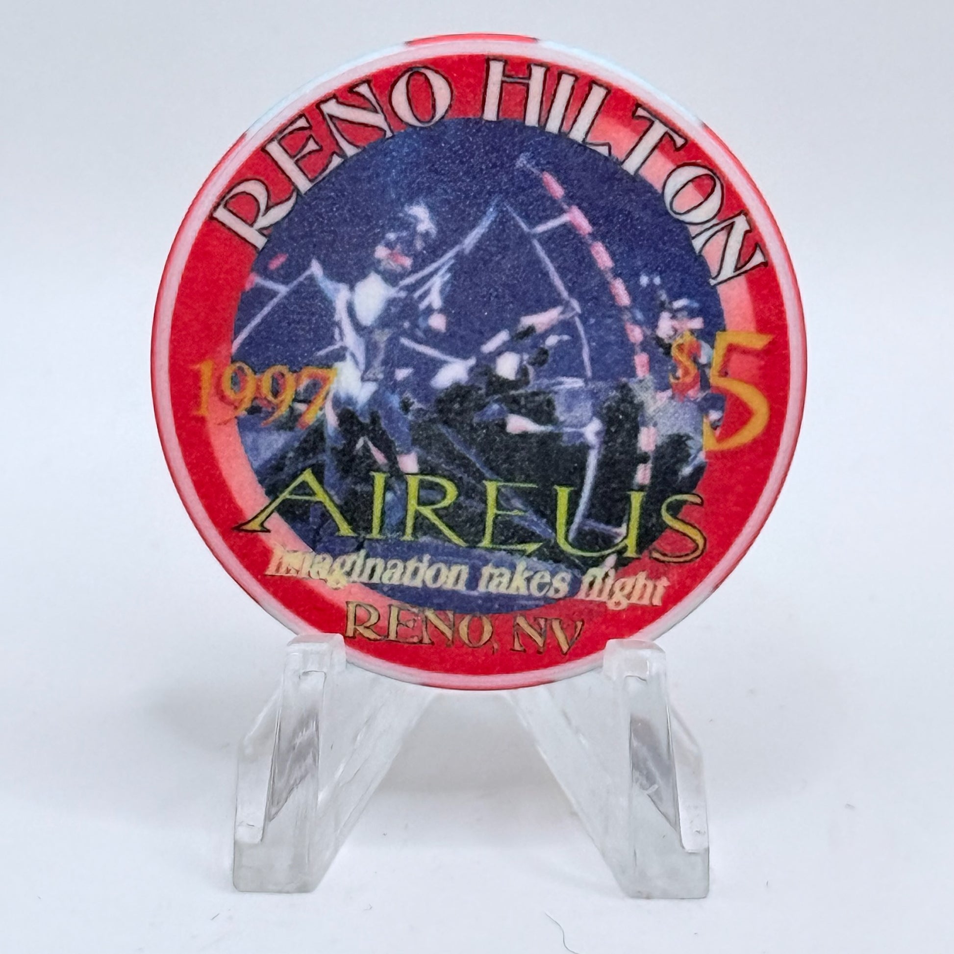 Hilton Resort Reno Nevada 1997 'Aireus' Series 2 LE $5 Casino Chip N9933