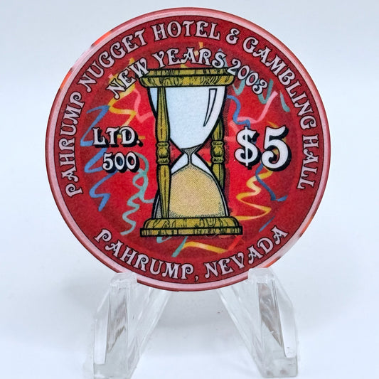 Pahrump Nugget Hotel & Gambling Hall Pahrump Nevada 2002 'New Years' LE $5 Casino Chip E4628