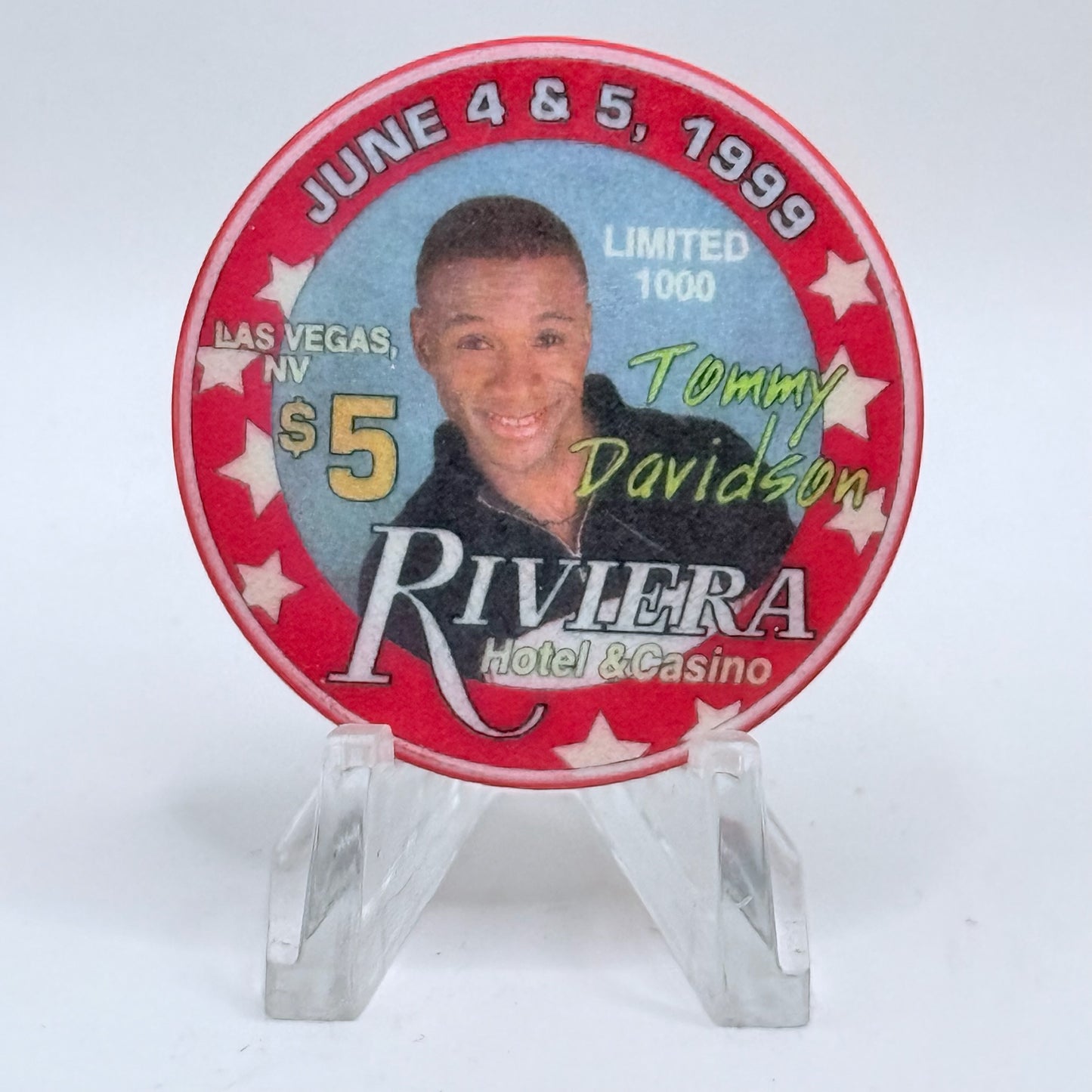 Riviera Las Vegas Nevada 1999 'Tommy Davidson' LE $5 Casino Chip V5415