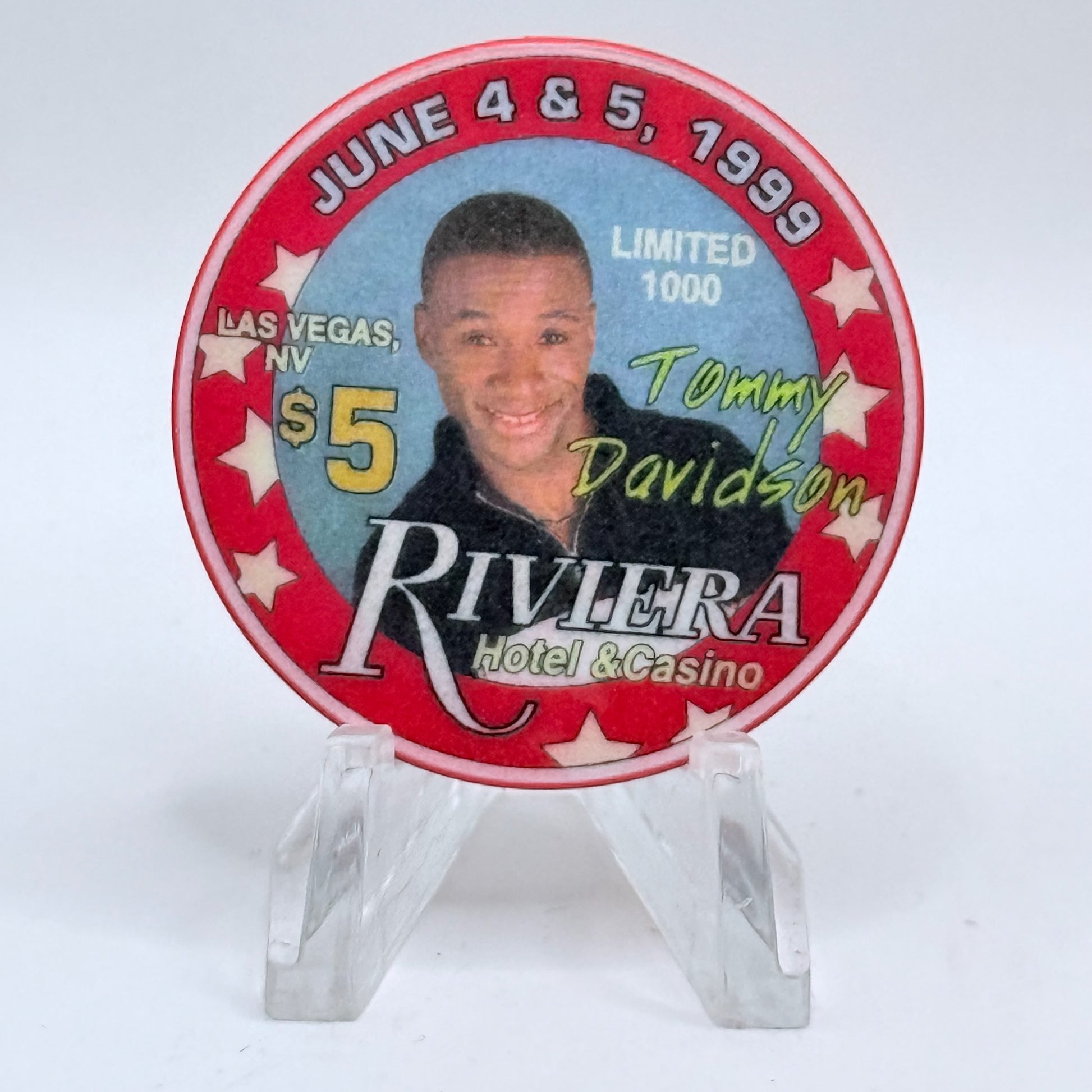 Riviera Las Vegas Nevada 1999 'Tommy Davidson' LE $5 Casino Chip V5415