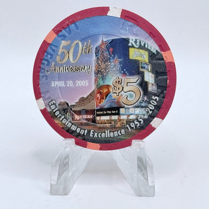 Riviera Las Vegas Nevada 2005 '50th Anniversary' LE $5 Casino Chip E4557