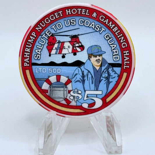 Pahrump Nugget Hotel & Gambling Hall Pahrump Nevada 2004 'Salute To The Coast Guard' LE $5 Casino Chip E3939