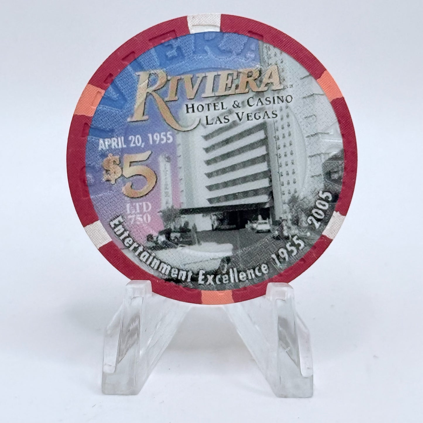 Riviera Las Vegas Nevada 2005 '50th Anniversary' LE $5 Casino Chip E4557