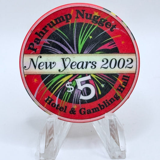 Pahrump Nugget Hotel & Gambling Hall Pahrump Nevada 2001 'New Years' LE $5 Casino Chip V9240