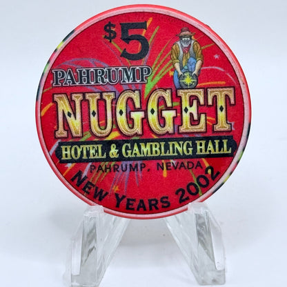 Pahrump Nugget Hotel & Gambling Hall Pahrump Nevada 2001 'New Years' LE $5 Casino Chip V9240