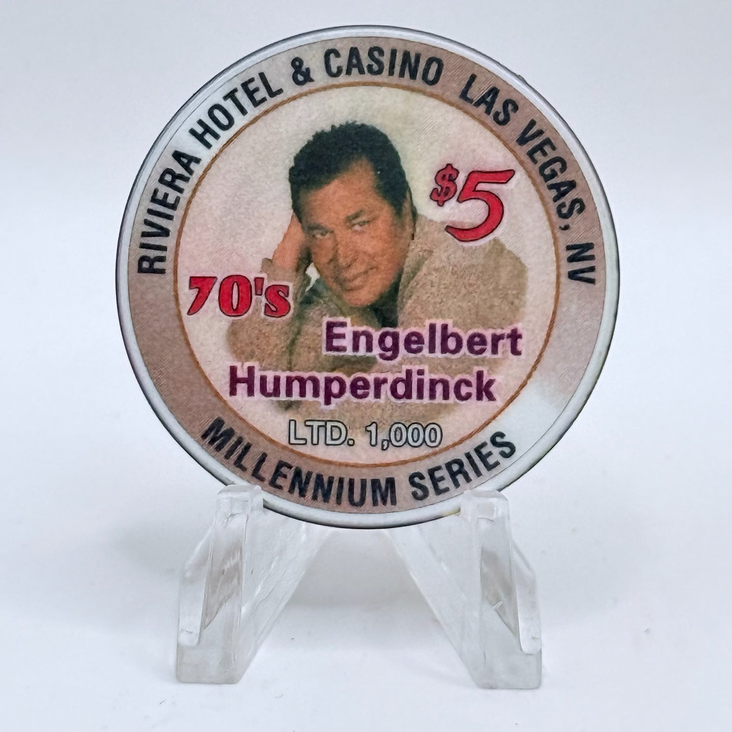 Riviera Las Vegas Nevada 1999 'Millennium Series - 70's Engelbert Humperdinck' LE $5 Casino Chip V5404