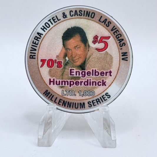 Riviera Las Vegas Nevada 1999 'Millennium Series - 70's Engelbert Humperdinck' LE $5 Casino Chip V5404