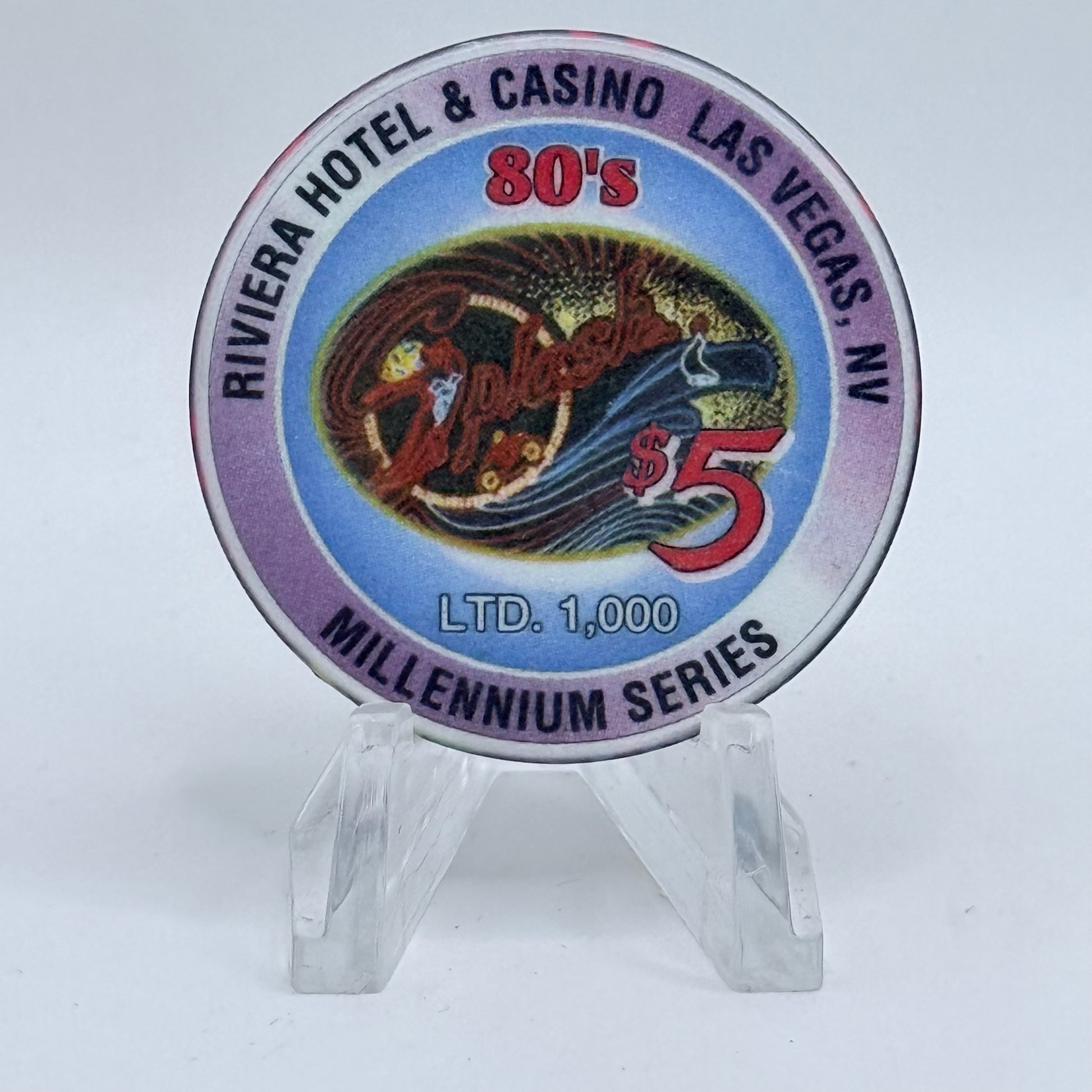 Riviera Las Vegas Nevada 1999 'Millennium Series - 80's' LE $5 Casino Chip V5405
