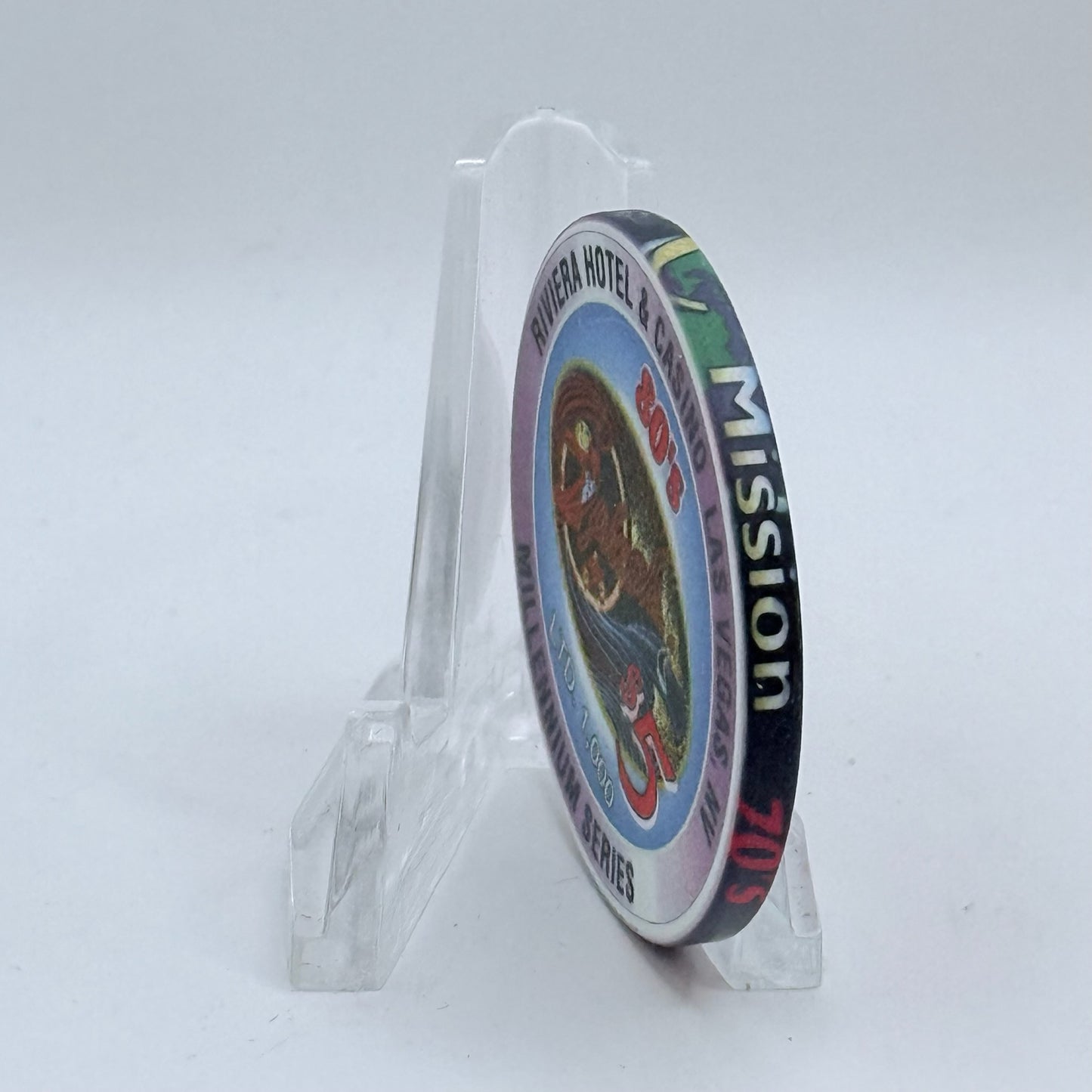 Riviera Las Vegas Nevada 1999 'Millennium Series - 80's' LE $5 Casino Chip V5405