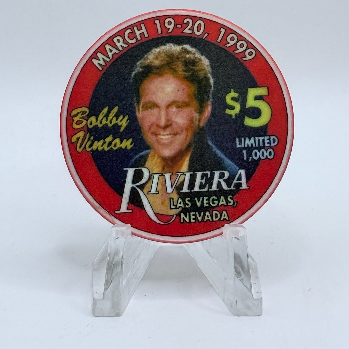 Riviera Las Vegas Nevada 1999 'Bobby Vinton' LE $5 Casino Chip V9636