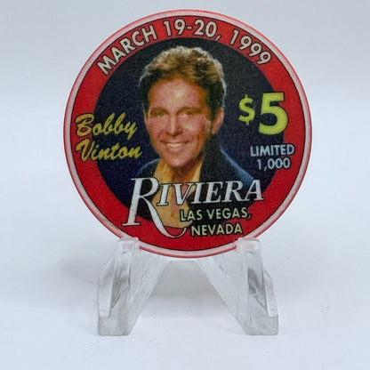 Riviera Las Vegas Nevada 1999 'Bobby Vinton' LE $5 Casino Chip V9636