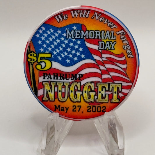 Pahrump Nugget Hotel & Gambling Hall Pahrump Nevada 2002 'Memorial Day' LE $5 Casino Chip E1680