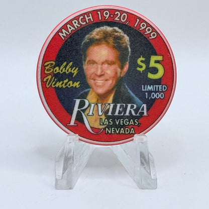 Riviera Las Vegas Nevada 1999 'Bobby Vinton' LE $5 Casino Chip V9636