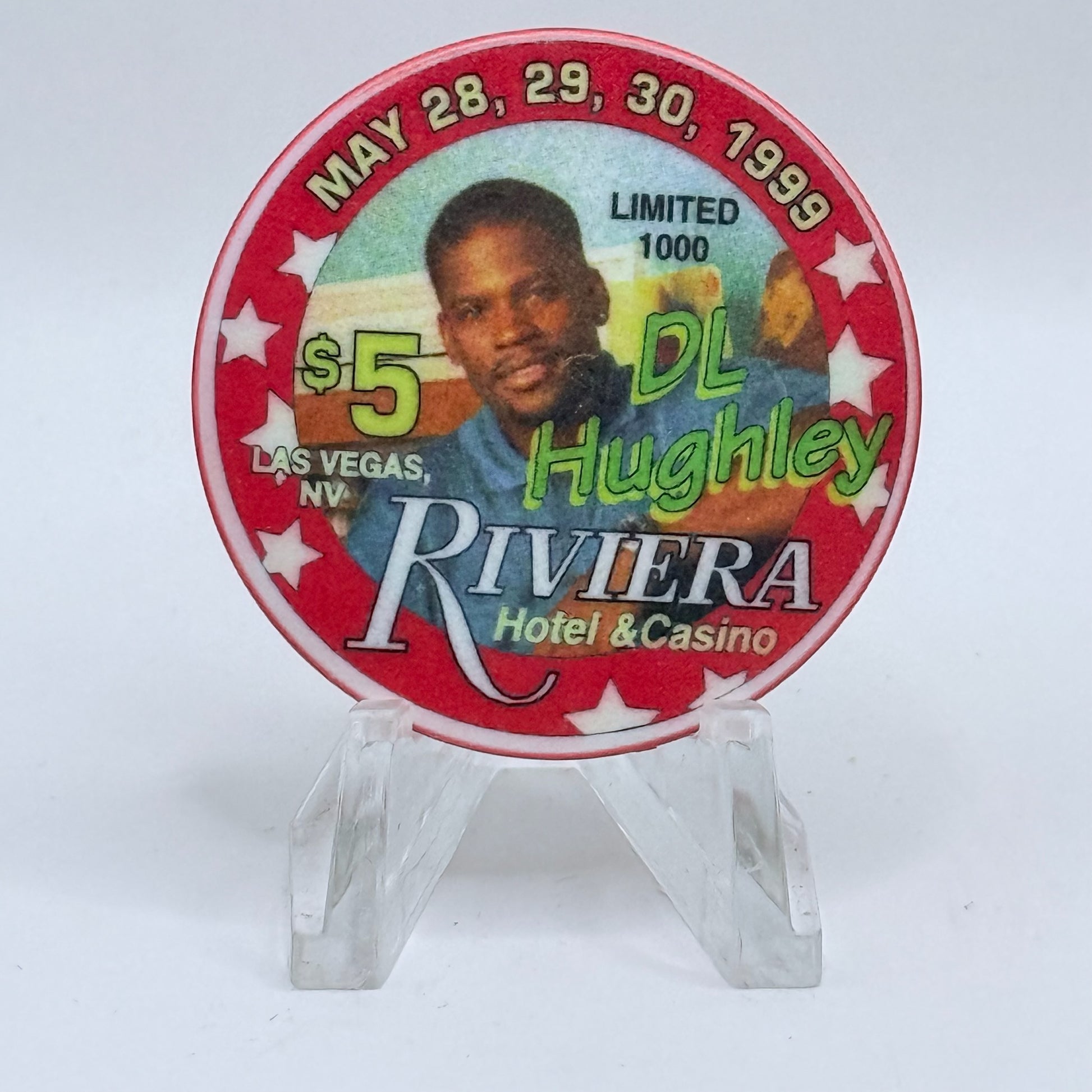 Riviera Las Vegas Nevada 1999 'DL Hughley' LE $5 Casino Chip V5387
