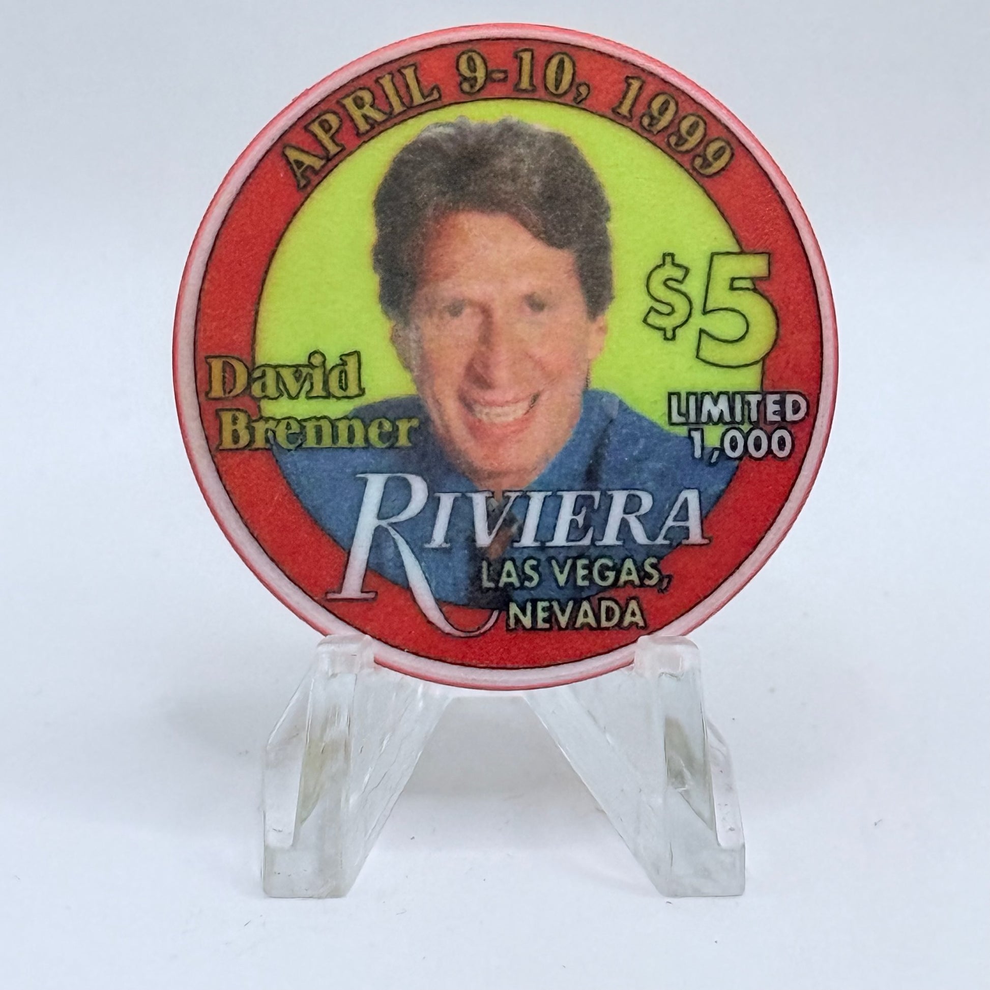 Riviera Las Vegas Nevada 1999 'David Brenner' LE $5 Casino Chip V3325