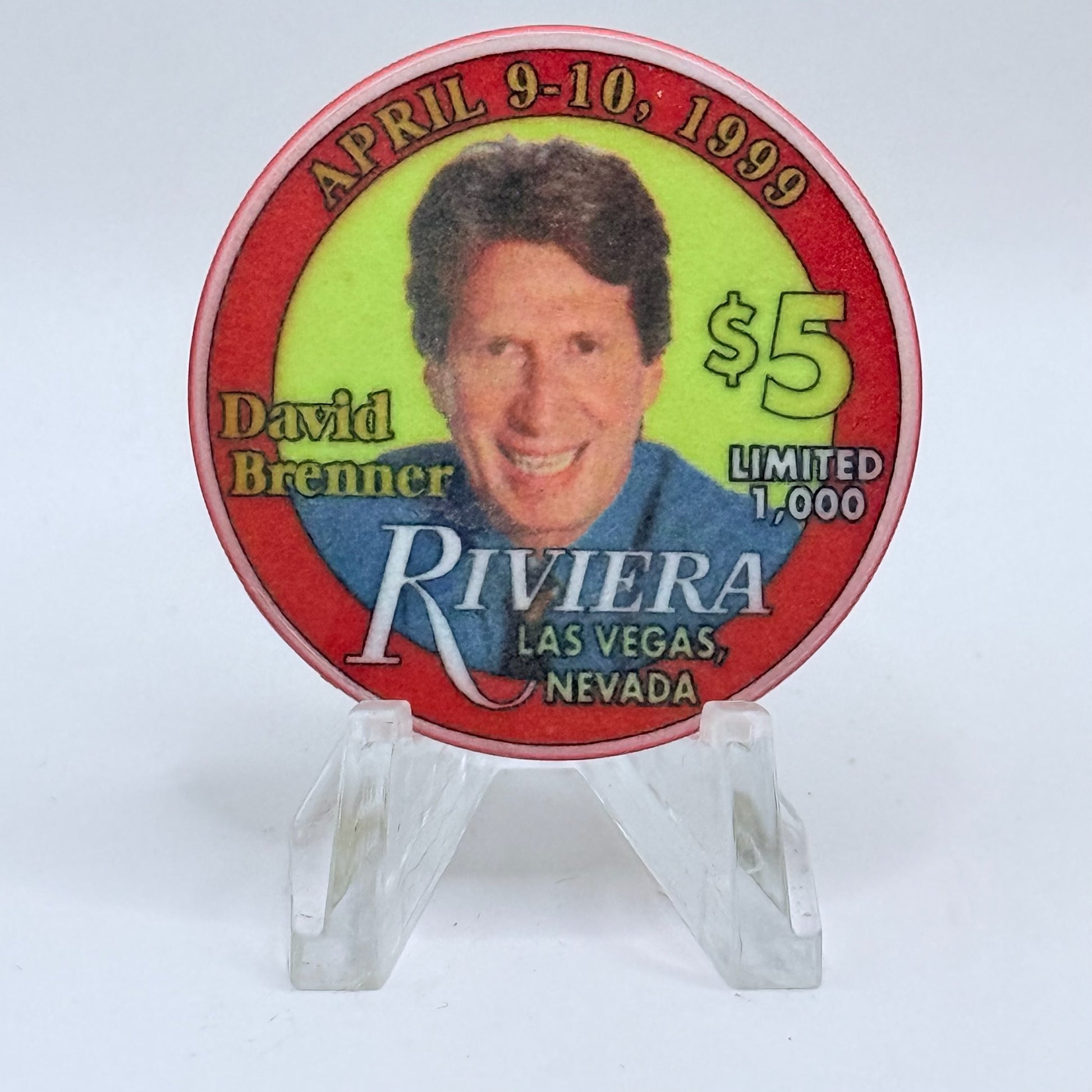 Riviera Las Vegas Nevada 1999 'David Brenner' LE $5 Casino Chip V3325