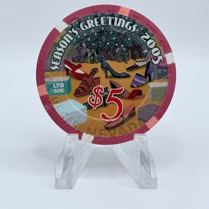 Riviera Las Vegas Nevada 2005 'Season's Greetings' LE $5 Casino Chip E8324