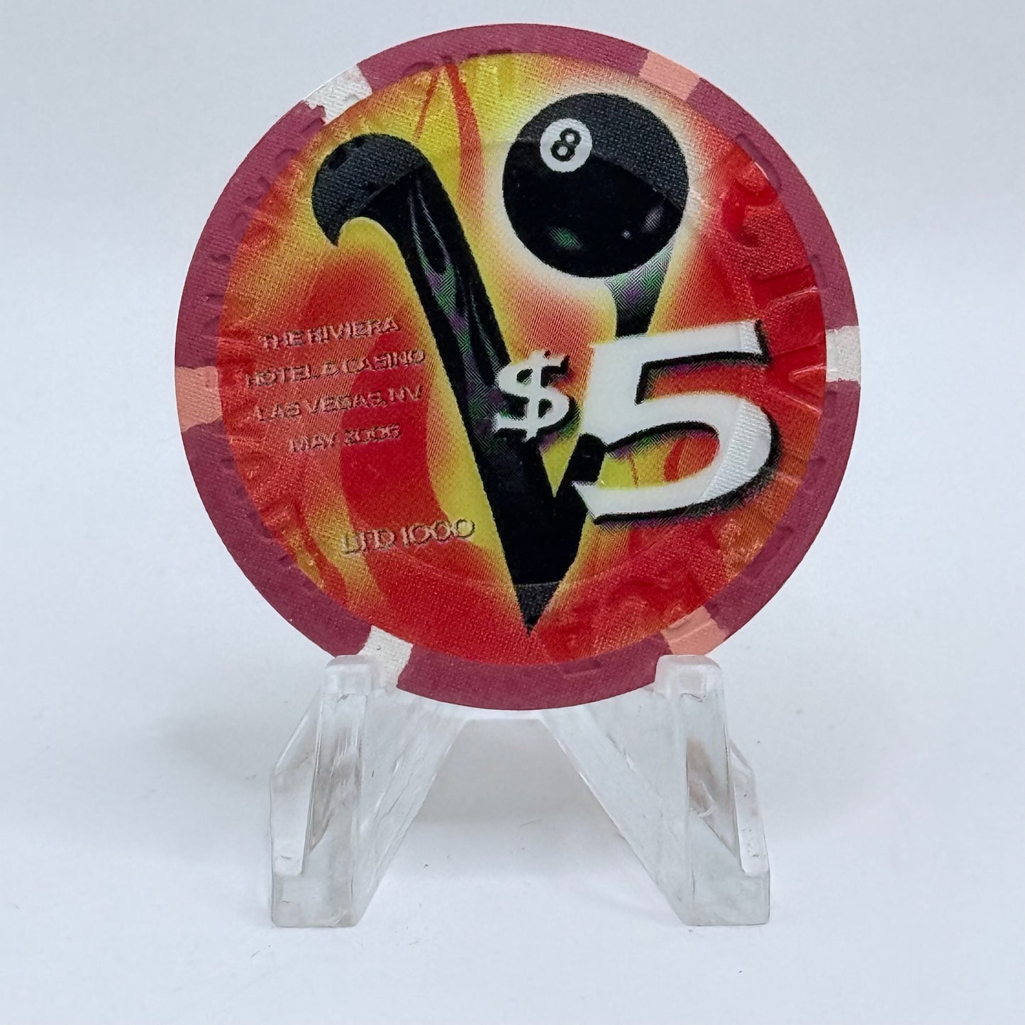 Riviera Las Vegas Nevada 2006 'Pool Players' LE $5 Casino Chip E8327
