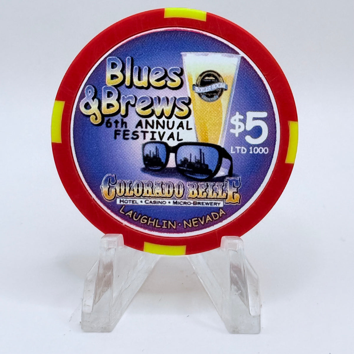 Colorado Belle Laughlin Nevada 2004 'Blues & Brews 6th Annual Festival' LE $5 Casino Chip E3855