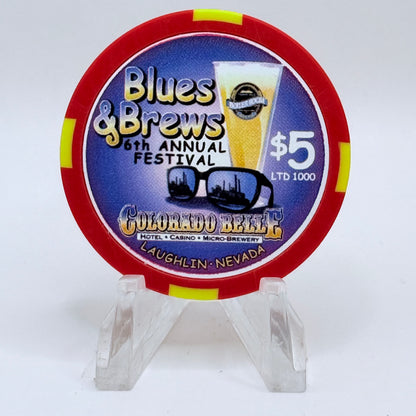 Colorado Belle Laughlin Nevada 2004 'Blues & Brews 6th Annual Festival' LE $5 Casino Chip E3855