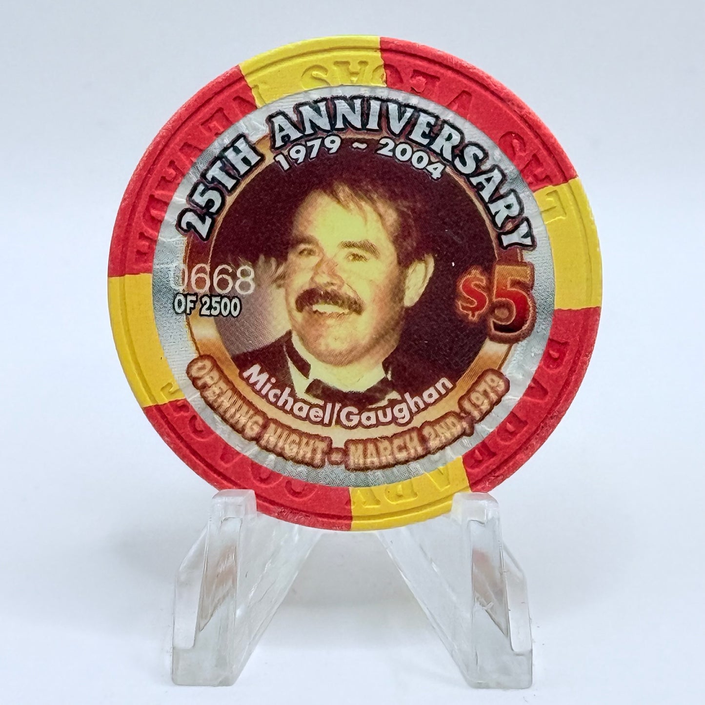 Barbary Coast Las Vegas Nevada 2004 '25th Anniversary Michael Gaughan' LE $5 Casino Chip E0060