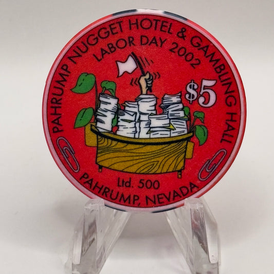 Pahrump Nugget Hotel & Gambling Hall Pahrump Nevada 2002 'Labor Day' LE $5 Casino Chip E1678