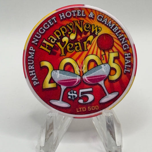 Pahrump Nugget Hotel & Gambling Hall Pahrump Nevada 2005 'New Years' LE $5 Casino Chip E4148
